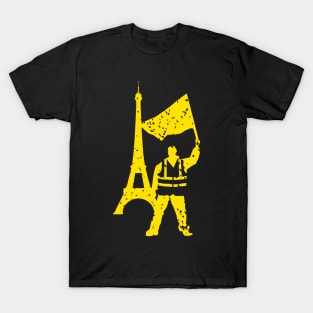 Yellow Vest Protester with Eiffel Tower T-Shirt